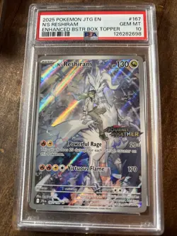 PSA 10 GEM MT 2025 Pokemon Journey Together N's Reshiram Stamped Box Topper #167 - Image 1