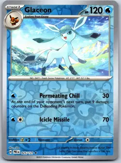 Glaceon 025/131 Holo Rare Prismatic Evolutions Pokemon Reverse Holo Near Mint - Image 1