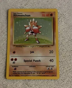 WotC Pokemon TCG Hitmonchan 7/102 Base Set Rare English 70 HP Unlimited - Image 1