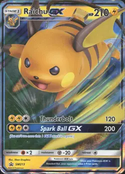 Raichu GX - SM213 Holo Promo Sun & Moon Promo Pokemon Holo Moderately Played - Image 1