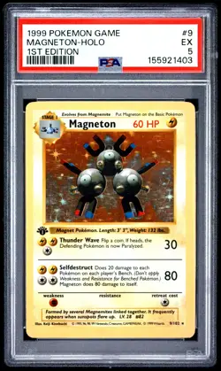 1999 Pokemon 1st Edition 9 Magneton Holo PSA 5 155921403 - Image 1