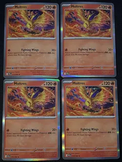 4x Moltres 014/094 Holo Phantasmal Flames Pokemon Playset X4 NM - Image 1