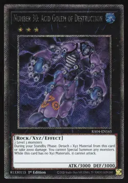 Number 30: Acid Golem of Destruction - RA04-EN165 - Platinum Secret Rare Yugioh - Image 1