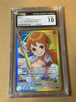 One Piece A Fist of Divine Speed Nami OP11-041 Alternate Alt Art Leader CGC 10 - Image 1