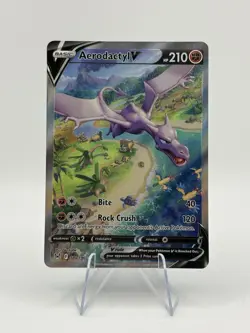Pokemon TCG Aerodactyl v Sword & Shield Lost Origin Holo Ultra Rare Card 180/196 - Image 1