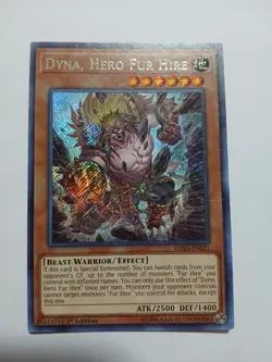 Yugioh Dyna, Hero Fur Hire Secret Rare DASA-EN021 1st Ed Lightly Played - Image 1