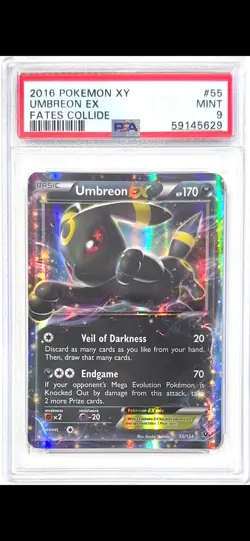 PSA 9: Pokemon XY Full Art Umbreon EX 55/124 MINT Fates Collide - Image 1