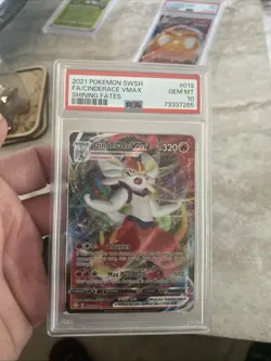 Pokemon Company PSA 10 Cinderace VMAX 019/072 Shining Fates Holo EN 2021 - Image 1