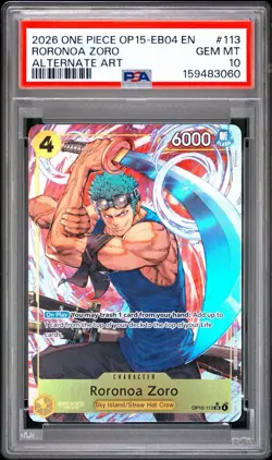 2026 One Piece OP15-EB04-ADVENTURE On Kami's Island Roronoa Zoro #113 PSA 10 - Image 1
