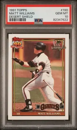 1991 TOPPS DESERT SHIELD #190 MATT WILLIAMS GIANTS PSA 10 - Image 1