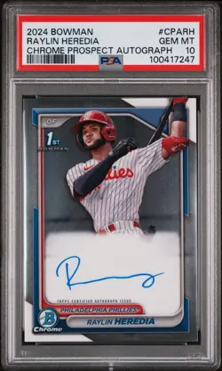 2024 BOWMAN CHROME RAYLIN HEREDIA Rookie AUTO PSA 10 Prospect #CPA-RH Phillies - Image 1