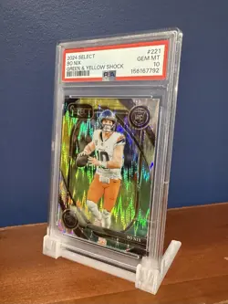 2024 Select Club Level Green & Yellow Shock Bo Nix ROOKIE #221 PSA 10 GEM Bronco - Image 4