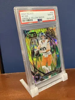 2024 Select Club Level Green & Yellow Shock Bo Nix ROOKIE #221 PSA 10 GEM Bronco - Image 5