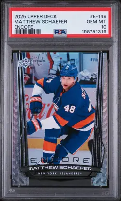 2025-26 Upper Deck Series 2 - Encore Matthew Schaefer #E-149 (RC) PSA 10 - Image 1