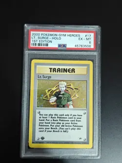 2000 Pokemon Gym Heroes - Lt. Surge Holo 1st Edition - 17/132 - PSA 6 - Image 1