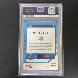 2024 Panini Donruss Rated Rookie JJ McCarthy #303 Optic Preview Pink (RC) PSA 10 - Image 2