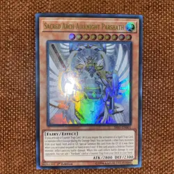 Yugioh Sacred Arch-Airknight Parshath SR05-EN001 Ultra Rare 1st Edition NM - Image 1