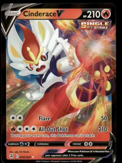 Pokemon Cards Cinderace V 044/264 Fusion Strike Holo V Rare NM - Image 1