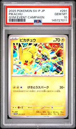 2025 POKEMON JAPANESE SV-P PROMO GYM EVENT CAMPAIGN #291 PIKACHU PSA 10 - Image 1