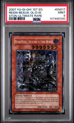 2007 YU-GI-OH! STON-STRIKE OF NEOS REIGN-BEAUX, OVERLORD OF DARK WORLD PSA 9 - Image 1