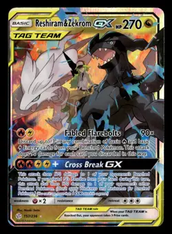 Reshiram & Zekrom GX 157/236 Ultra Rare Cosmic Eclipse Pokemon Card - Image 2