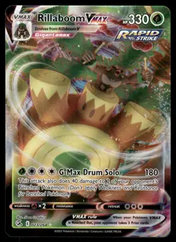 Pokemon Cards Rillaboom VMAX 023/264 Fusion Strike Holo VMAX Rare NM - Image 1