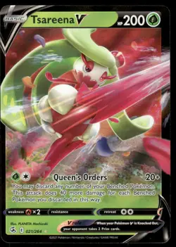 Pokemon Cards Tsareena V 021/264 Fusion Strike Holo V Rare NM - Image 1