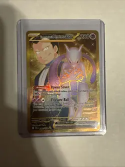 Pokemon Team Rockets Mewtwo EX Gold Full Art Holo Card 240/182 Destined Rivals - Image 1