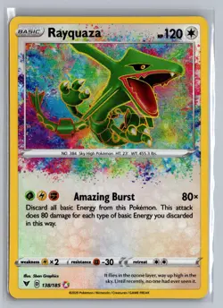 Rayquaza 138/185 Amazing Rare Vivid Voltage Pokemon Near Mint - Image 1