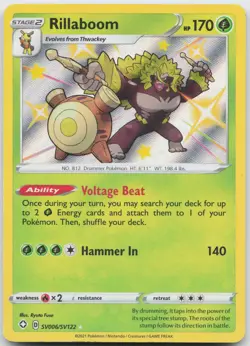 Rillaboom SV006/SV122 Shiny Rare Shining Fates Shiny Vault Pokemon Holo NM - Image 1