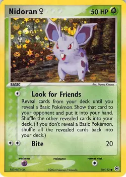 (SWIRL) Nidoran F 70/112 Common FireRed & LeafGreen Pokemon Reverse Holo LP - Image 1