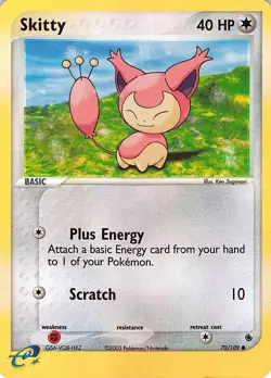 Skitty 70/109 Common Ruby & Sapphire Pokemon Reverse Holo Moderately Played - Image 1