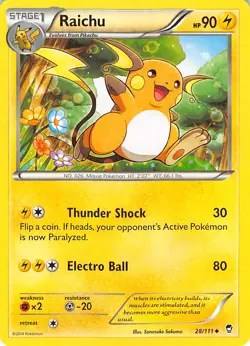 Raichu 28/111 Uncommon Furious Fists Pokemon Lightly Played - Image 1