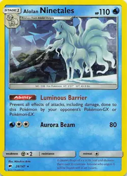 Alolan Ninetales (Cracked Ice Holo) 28/147 Holo Deck Exclusives Pokemon LP - Image 1