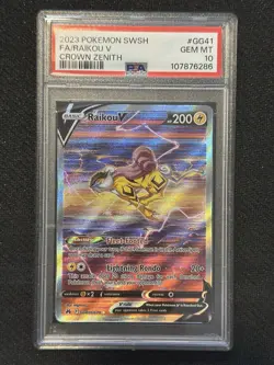 Raikou v Pokemon TCG Crown Zenith Holo Full Art Ultra Rare Card GG41/GG70 PSA 10 - Image 1