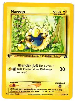Pokemon TCG Mareep Common 1st Edition Neo Discovery 58/75 MP/HP - Image 1