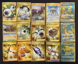 Lot of 45 Gold Trainer / Energy Pokemon Cards Collection Golden Rare Super Rod - Image 1