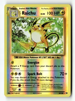 Pokemon Card Raichu Reverse Holo LP XY - Evolutions Holo Rare 36/108 - Image 1