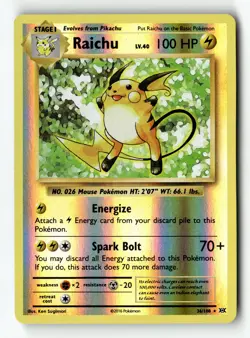Pokemon Card Raichu Reverse Holo LP XY - Evolutions Holo Rare 36/108 - Image 1