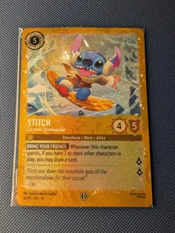 Stitch Carefree Snowboarder 42/P3 Winterspell Lorcana Foil Promo Card. - Image 1