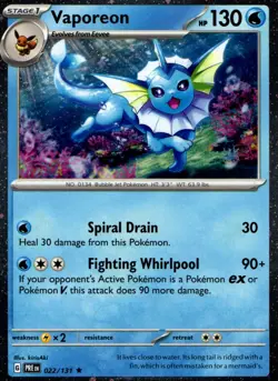 Vaporeon - (Cosmos Holo) Rare Miscellaneous Cards & Products 022/131 NM - Image 1
