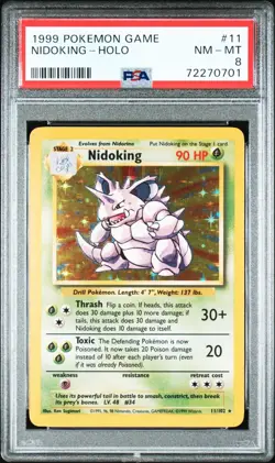 Nidoking Holo 11/102 PSA 8 Base Set Pokemon - Image 1