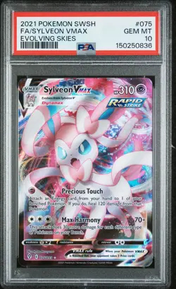 2021 POKEMON SWORD & SHIELD EVOLVING SKIES #075 FULL ART/SYLVEON VMAX PSA 10 - Image 1