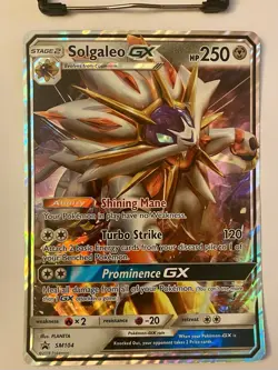 Pokemon JUMBO Card Sun & Moon Promo Full Art Holo Solgaleo GX SM104 - Image 1