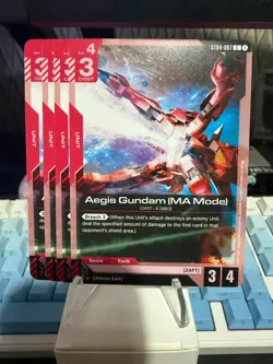 4 x Gundam Card Game ST04-007 C Aegis Gundam (MA Mode) - Image 1