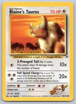 Blaine's Tauros 64/132 Gym Heroes Pokemon NM - Image 1