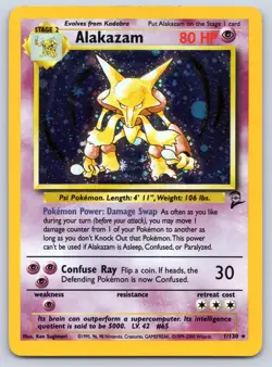 Alakazam 1/130 Base Set 2 Holo Pokemon LP - Image 1