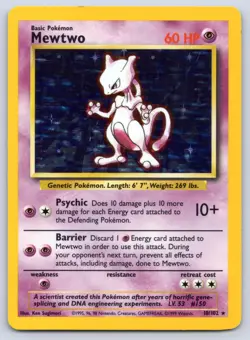 Mewtwo 10/102 Base Set Unlimited Holo Pokemon NM - Image 1