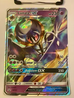 Pokemon JUMBO Card Sun & Moon Promo Full Art Holo Lunala GX SM103 - Image 1
