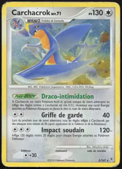 Carte Pokemon Carchacrok 5/147 Holo Vainqueurs Supremes Francais - Image 1